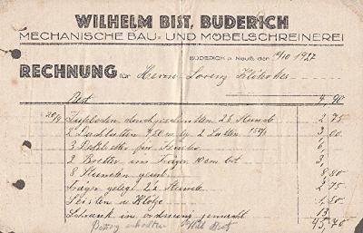 Eine Rechnung von 1927