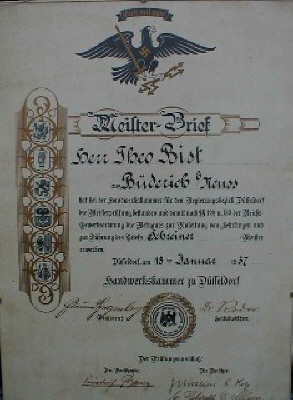 Meisterbrief von 1937